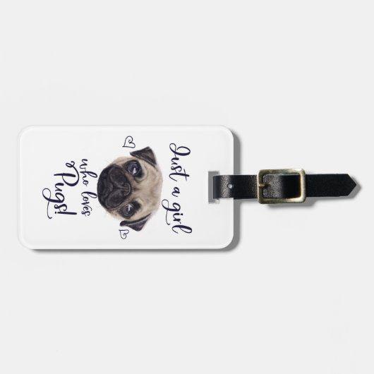 Gewoon een meisje dat van pugs houdt bagagelabel (Voorkant horizontaal)