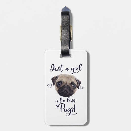 Gewoon een meisje dat van pugs houdt bagagelabel (Achterkant verticaal)