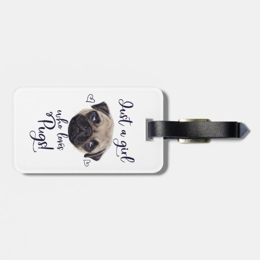 Gewoon een meisje dat van pugs houdt bagagelabel (Achterkant horizontaal)