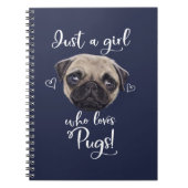 Gewoon een meisje dat van pugs houdt notitieboek (Voorkant)