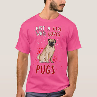 Gewoon een meisje dat van pugs houdt t-shirt