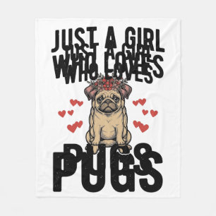 Gewoon Een Meisje Dat Van Pugs Houdt Vintage Hond Fleece Deken
