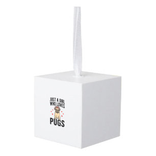 Gewoon Een Meisje Dat Van Pugs Houdt Vintage Hond Kubus Ornament