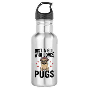 Gewoon Een Meisje Dat Van Pugs Houdt Vintage Hond Waterfles