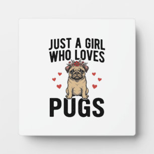 Gewoon een meisje dat van Pugs houdt vintage honde Fotoplaat
