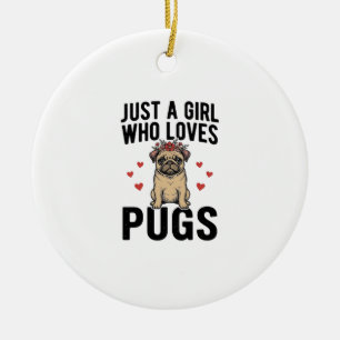 Gewoon een meisje dat van Pugs houdt vintage honde Keramisch Ornament