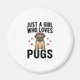 Gewoon een meisje dat van Pugs houdt Vintage honde Magneet