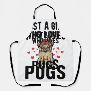 Gewoon een meisje dat van Pugs houdt Vintage honde Schort