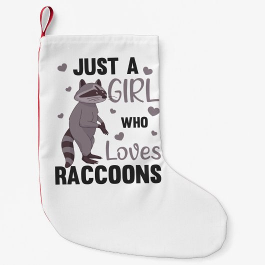Gewoon een meisje dat van Racoons Kawaii Raccoon h Kleine Kerstsok (Voorkant)
