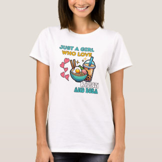 Gewoon een meisje dat van Ramen en Boba T-shirt ho