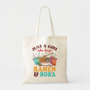 Gewoon een meisje dat van Ramen houdt en Boba Anim Tote Bag