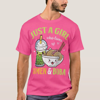 Gewoon een meisje dat van Ramen houdt en Boba Kawa T-shirt