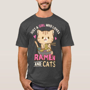Gewoon een meisje dat van Ramen houdt en Katten An T-shirt