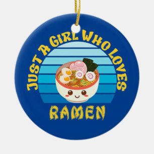 Gewoon een meisje dat van Ramen Kawaii Japans houd Keramisch Ornament