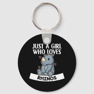 Gewoon een meisje dat van Rhinos Cute Rhinoceros h Sleutelhanger