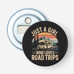 Gewoon een meisje dat van roadtrips houdt button flesopener