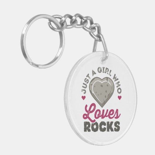 Gewoon een meisje dat van Rocks Geology Geoloog ho Sleutelhanger (Voorkant Links)