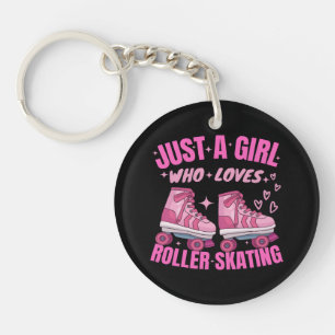 Gewoon een meisje dat van rolschaatsen houdt sleutelhanger