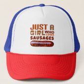 Gewoon een meisje dat van Sausages houdt Trucker Pet (Voorkant)