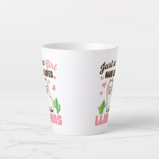 gewoon een meisje dat van schattige lama houdt latte mok (Voorkant)