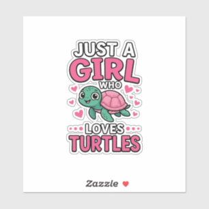 Gewoon een meisje dat van schildpadden houdt, leuk sticker