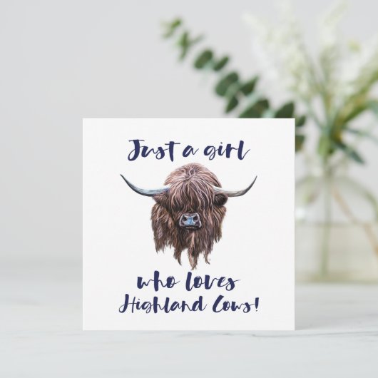 Gewoon een meisje dat van Schotse hooglandkoeien h Bedankkaart (Staand voorkant)