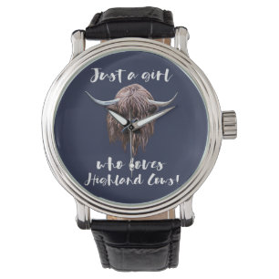 Gewoon een meisje dat van Schotse hooglandkoeien h Horloge