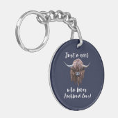 Gewoon een meisje dat van Schotse hooglandkoeien h Sleutelhanger (Voorkant Links)