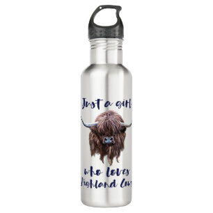 Gewoon een meisje dat van Schotse hooglandkoeien h Waterfles