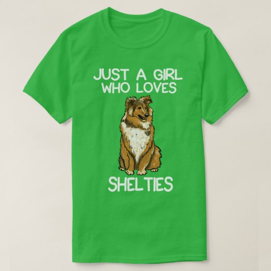 Gewoon een meisje dat van Shelties houdt T-shirt (Design voorkant)
