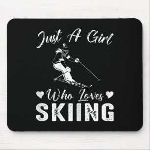 Gewoon een meisje dat van skiën houdt, leuke ski-w muismat