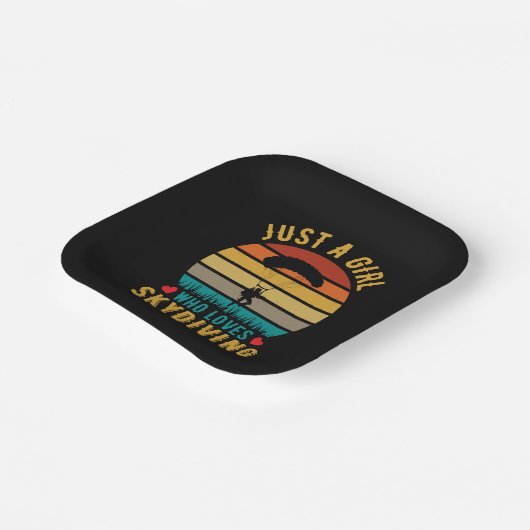 Gewoon een meisje dat van skydiving houdt papieren bordje (Gebogen)