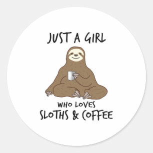 Gewoon een meisje dat van Sloths Coffee houdt Ronde Sticker