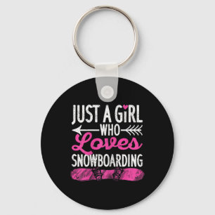 Gewoon een meisje dat van Snowboarding Funny Snowb Sleutelhanger
