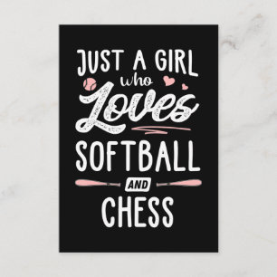 gewoon een meisje dat van softball en schaakcadeau informatiekaartje