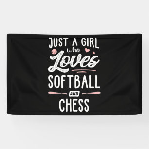 gewoon een meisje dat van softball en schaakcadeau spandoek