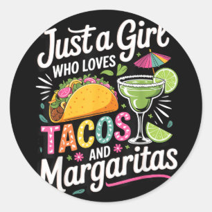 Gewoon een meisje dat van taco's en margarita's ho ronde sticker
