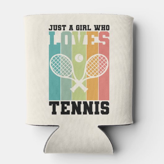 Gewoon een meisje dat van Tennis houdt | Tennis Pl Blikjeskoeler (Achterkant)