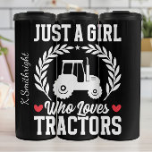 Gewoon een meisje dat van tractoren houdt thermosbeker