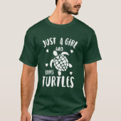 Gewoon een meisje dat van Turtles houdt, wit en gr T-shirt (Voorkant)