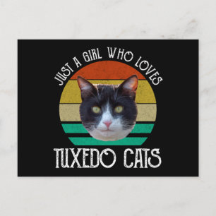 Gewoon een meisje dat van Tuxedo-katten houdt Briefkaart
