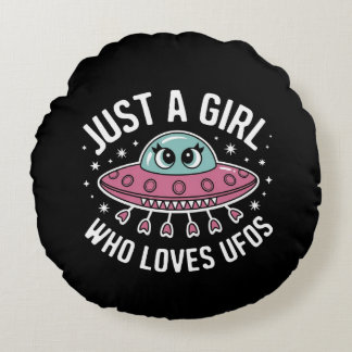 Gewoon een meisje dat van UFO's houdt – Schattige Rond Kussen