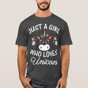 Gewoon een meisje dat van Unicows Cow Unicorn Love T-shirt