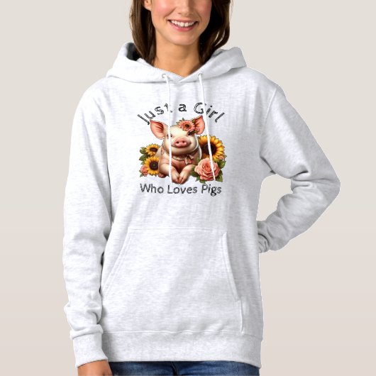 Gewoon een meisje dat van varkens houdt hoodie (Voorkant)