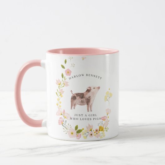 Gewoon een meisje dat van varkens houdt | Monogram Mok (Links)