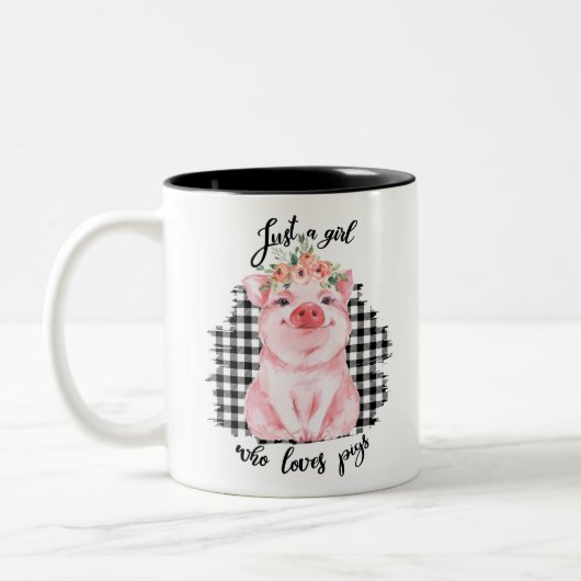 Gewoon een meisje dat van varkens houdt tweekleurige koffiemok (Links)