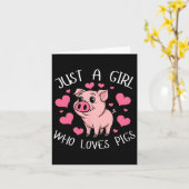 Gewoon een meisje dat van varkens roze hart meisje kaart (Gele Bloem)