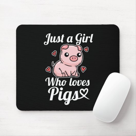 Gewoon een meisje dat van varkenskostuum houdt muismat (Met muis)