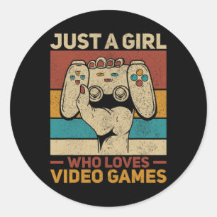 Gewoon een meisje dat van videogames houdt, gamepa ronde sticker