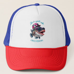 Gewoon een meisje dat van vissen houdt trucker pet